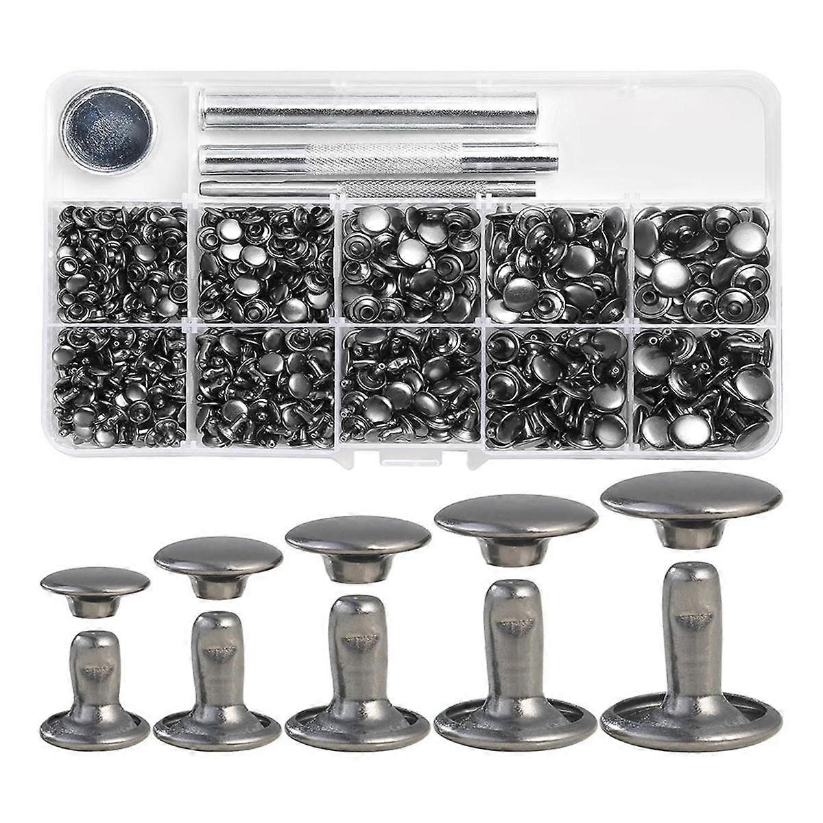 340 Sets Leather Rivet Kit Rivets Leather Double Hat Rivets Apparel Fabric for Repairing Clothes Sh