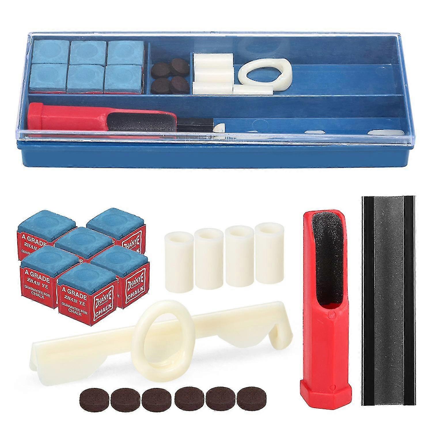 20-IN-1 Billiard Repair Kit Cue Tip Repair Tool Billiard Chalk Pool Cue Tips Cue Stick Ferrules Cue