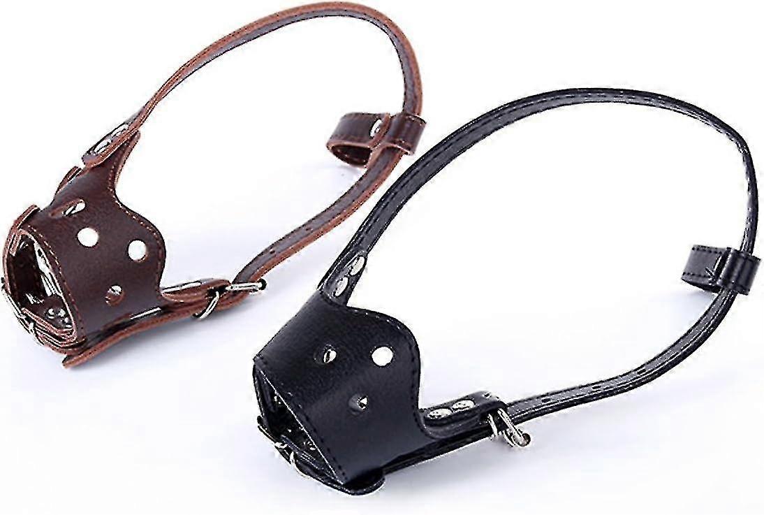 Adjustable Leather Dog Muzzle for Small to Large Dogs - Anti-Barking Muzzle