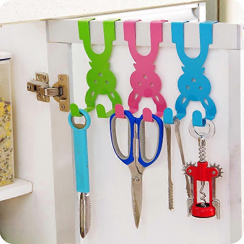 1/2PCS Cartoon Rabbit Shape Over The Door Hook Bedroom Kitchen Door Hooks Clothes Bag Coat Dual