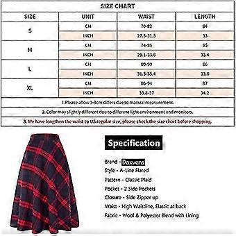 Women's Maxi Skirts Tartan Wool Long Warm With Elastic Waist Plus