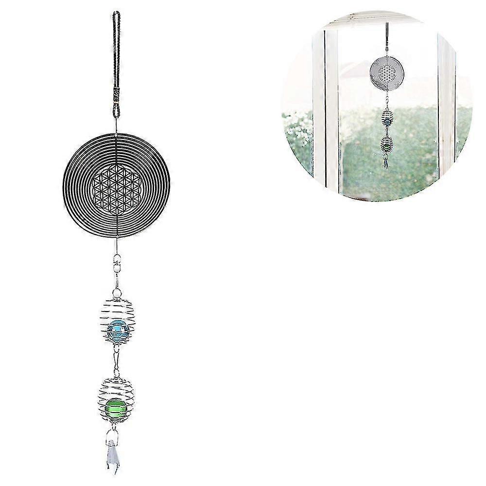 Wind Spinner Hanging With Gazing Ball Spiral Tail, 360 Degrees Spin