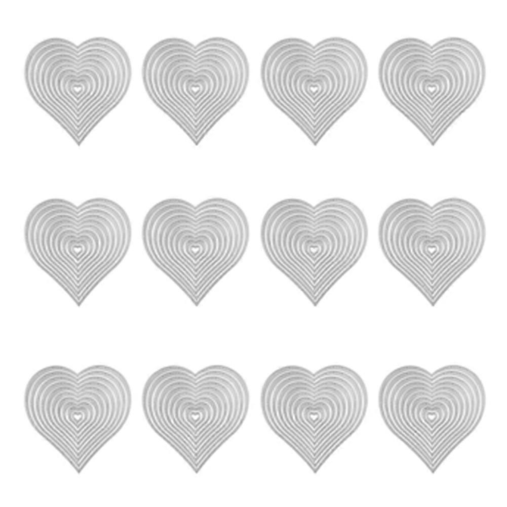 12Pcs Heart DIY Cutting Dies Stencil Scrapbooking Album Card Embossing Craft Kit
