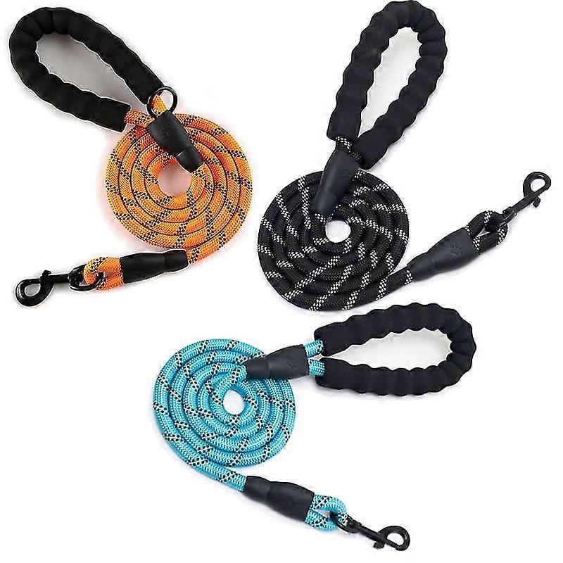 3 件狗绳 1.2 厘米*150 厘米重型舒适软垫手柄反光狗绳，适用于中型大型犬多种颜色