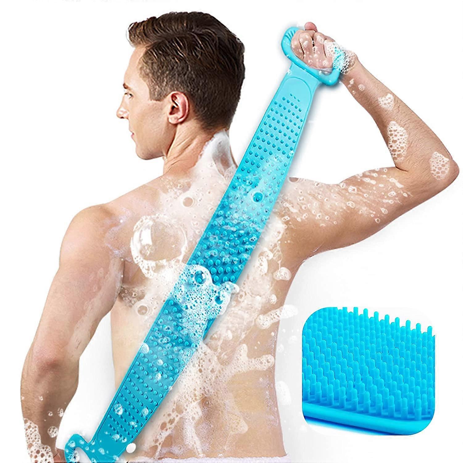 جهاز تنظيف الظهر للاستحمام ، 30 بوصة للاختيار فرشاة الجسم Inmorven Bath فرشاة سيليكون الظهر تنظيف الجسم طويل جدا مع مقبض للرجال و