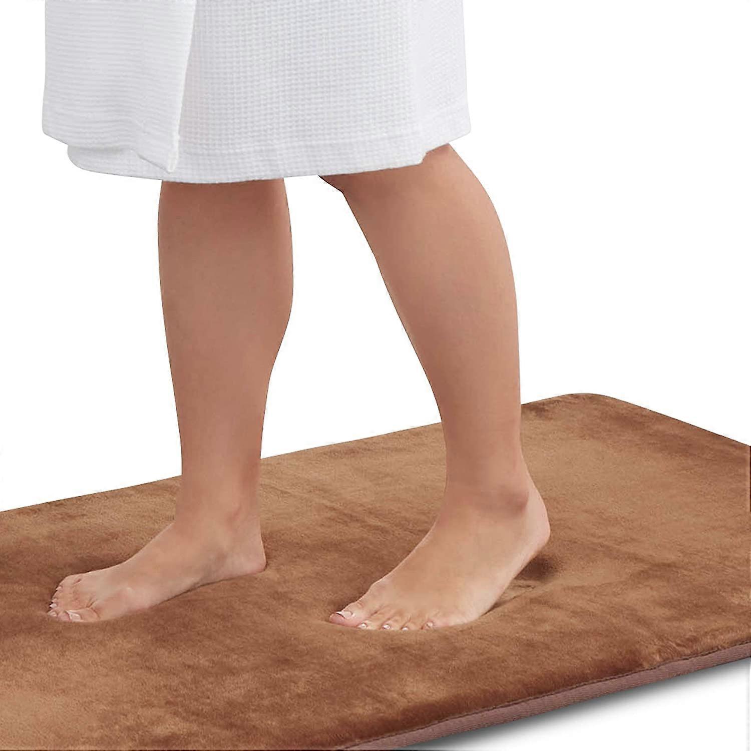 Memory Foam Bath Mat Velvet Rug (20" X 32", Brown)