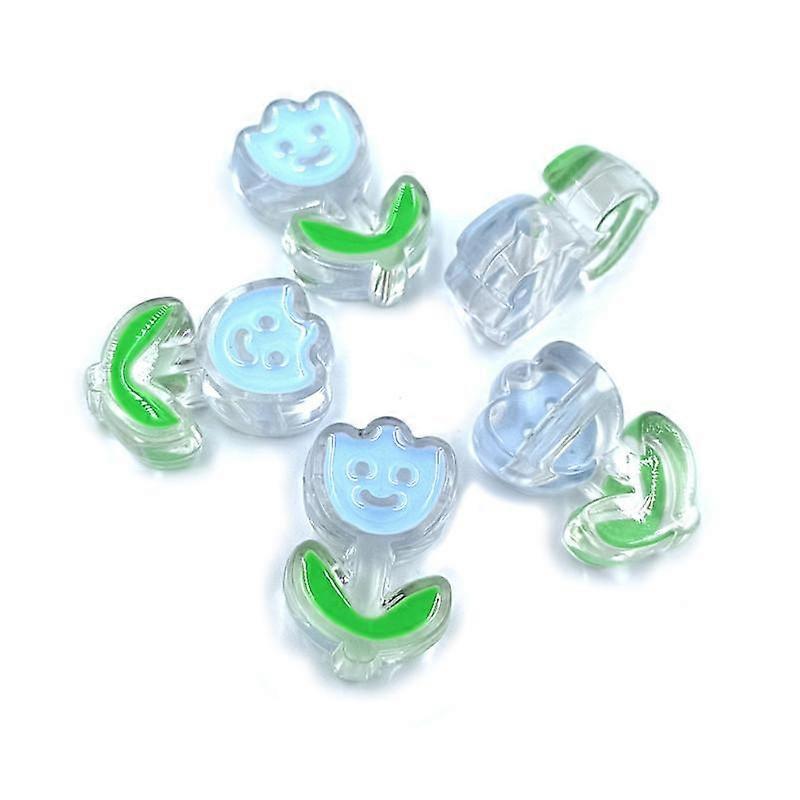 ホームパーティー用品ビーズチューリップ漫画DIYかわいい携帯電話チェーンルーズビーズビーズビーズヘアロープ透明ドリップオイル5PCS 18 * 28