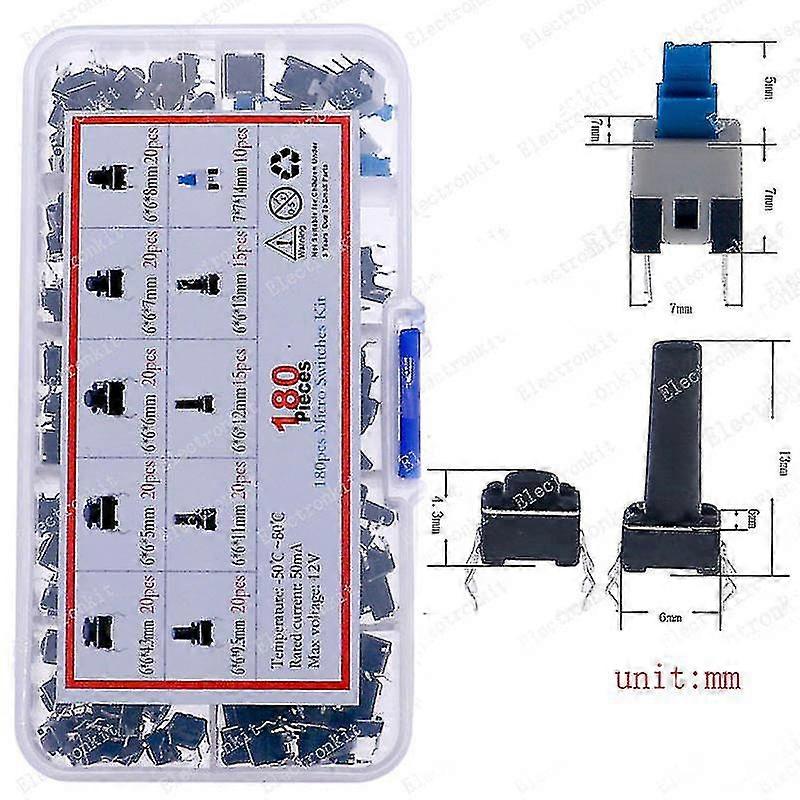Micro Switch Assorted Push Button Tact Switches Reset Mini Leaf Switch On-off Power Smd Dip 2*4 3*6 4*4 6*6 12*12 Diy Kit