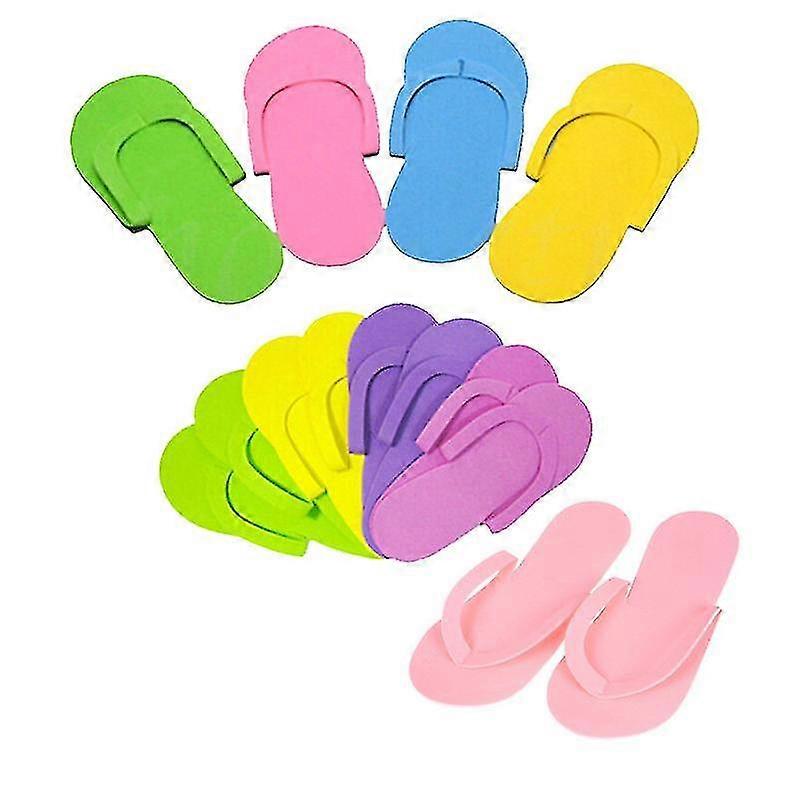 12ペア使い捨てフリップフロップフォームペディキュア日焼けスパスリッパ用品(ランダムカラー)