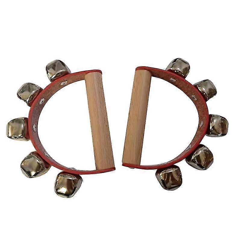 Hand Hammer Bells, Musical Bell Instrument Wooden Handle Bells (5 Bells) Red, 2 Pieces