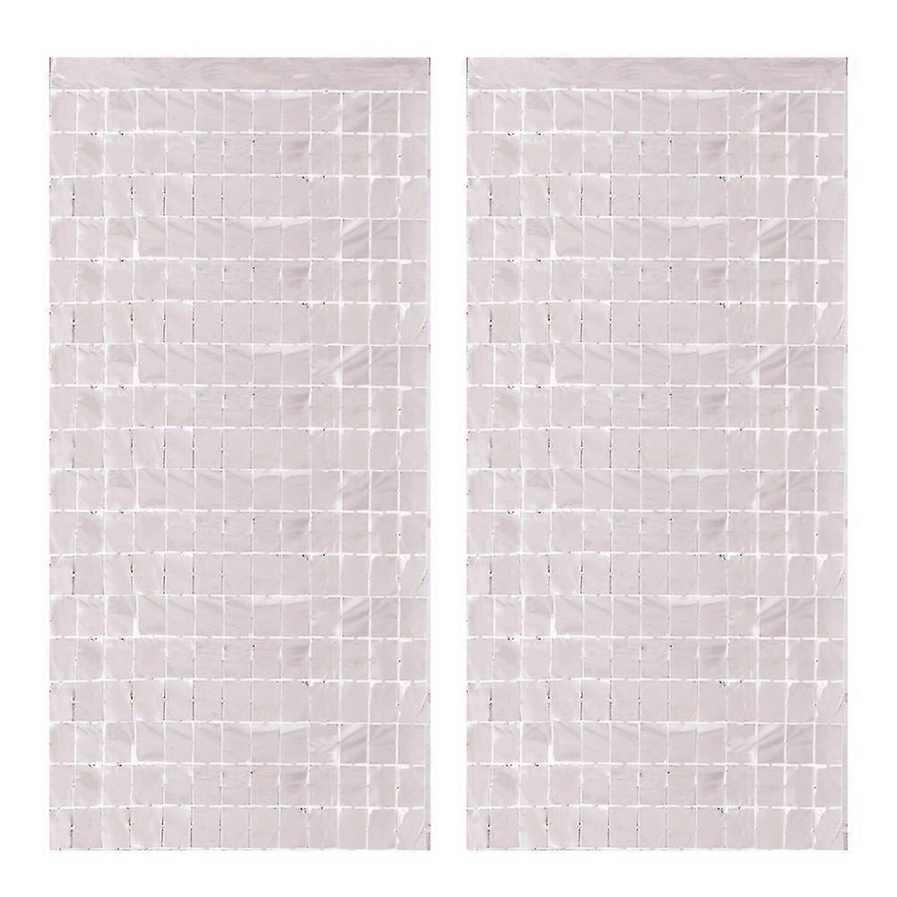 2pcs Square Foil Fringe Backdrop Curtain Tinsel Curtain Backdrop
