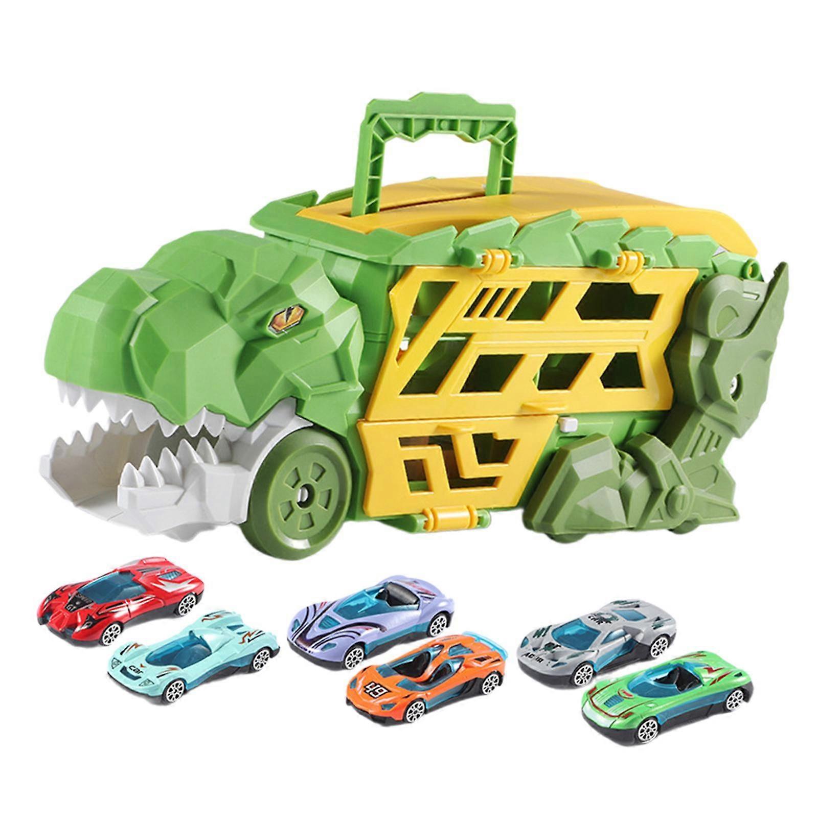 Camion de dinosaure transformable drôle interactif pour garçons filles 3 ans vert avec 6 voitures