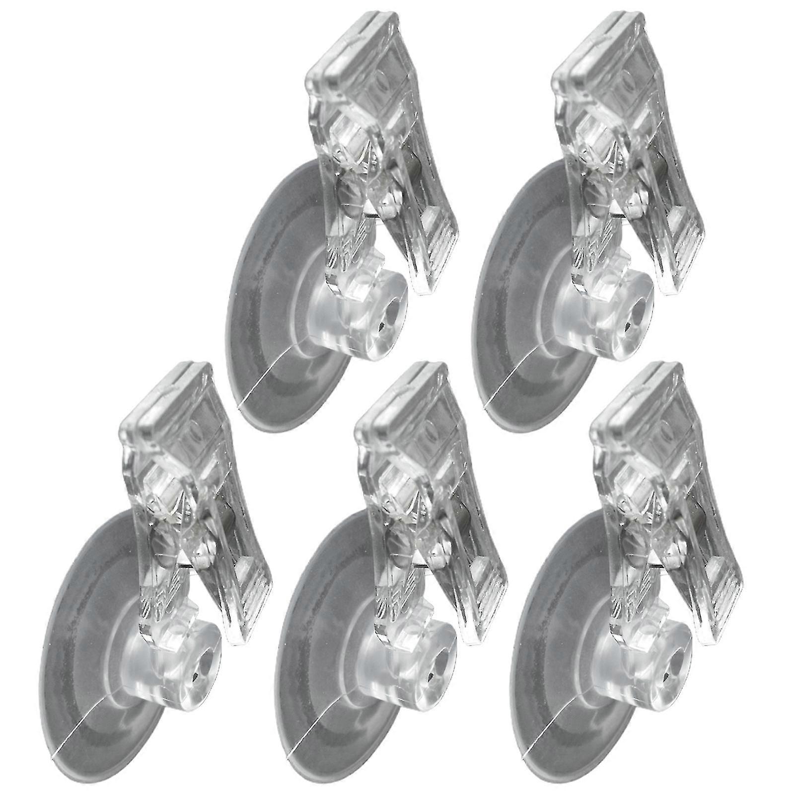 2 X 5pcs Suction Cup Clips Stable Multi-use Transparent Wall Mount Round Suction Clamp Holder Household Supplies