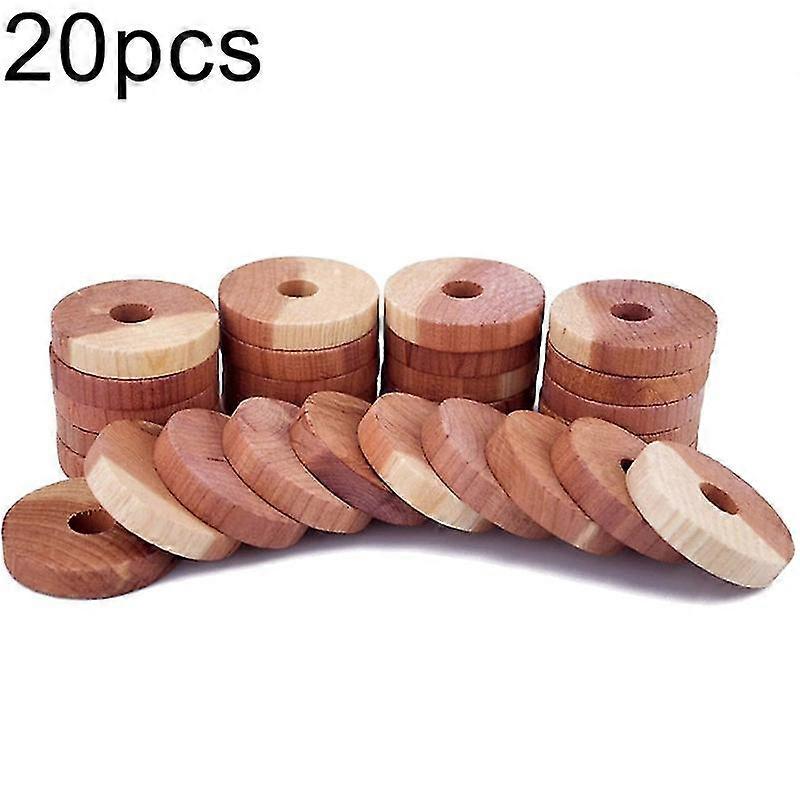 20pcs Wardrobe Drawer Air Fresher Moth Repellent Mini Round Cedar Wood Blocks