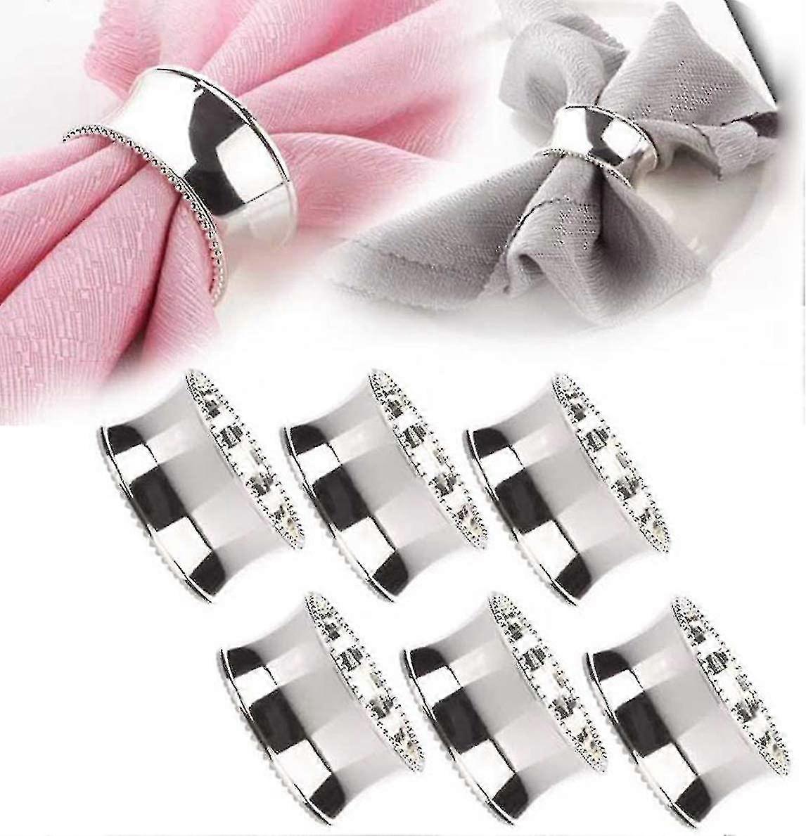 8個のナプキンリングセット ナプキンバックルホルダー 装飾(シルバー)