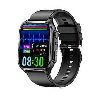 black silicone The smart watch supports Bluetooth calls, blood sugar, heart rate, blood oxygen, blood pressure, electrocardiogram, pedometer, and spor