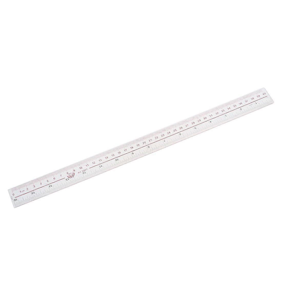 Régua de plástico transparente com borda reta e medida de comprimento de 40 cm e 16 polegadas