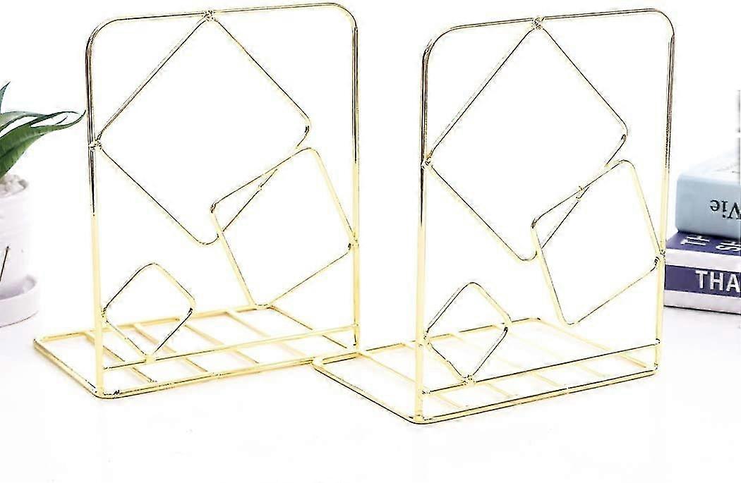 Creative Minimalist Style Bookends Metal Adjustable Shelf Shelf Bookshelf Desk Bookends - Cude, Gold