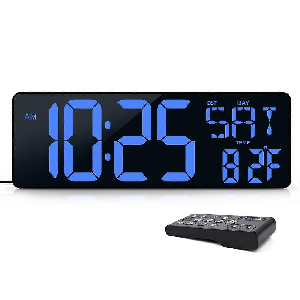 Modern LED Digital Wall Clock Remote Control Easy Reading Display for Elderly