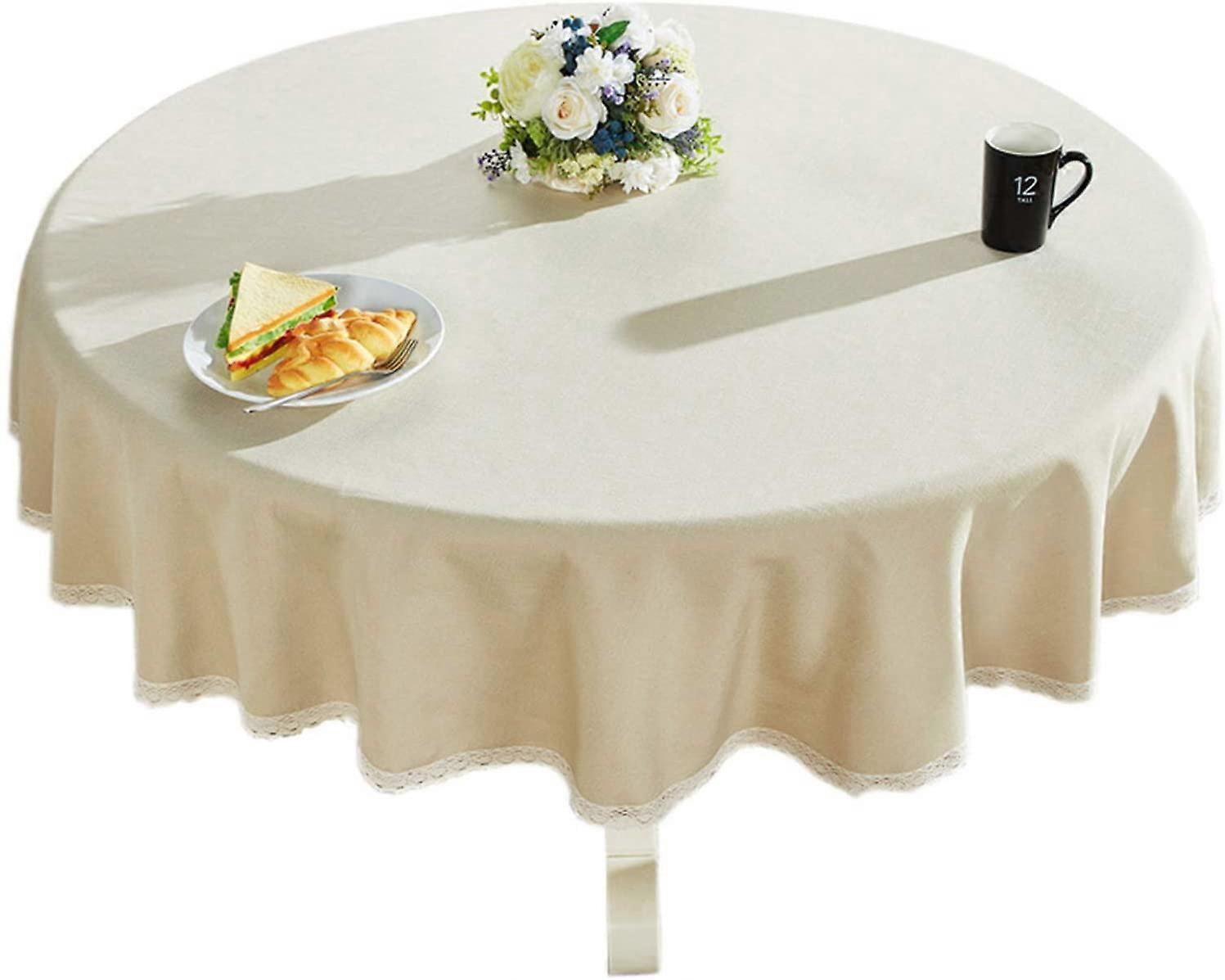 Cotton Linen Round Tablecloth