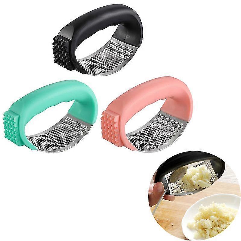 Stainless Steel Kitchen Garlic Press Crusher Rocking Mincer Manual Squeezer set