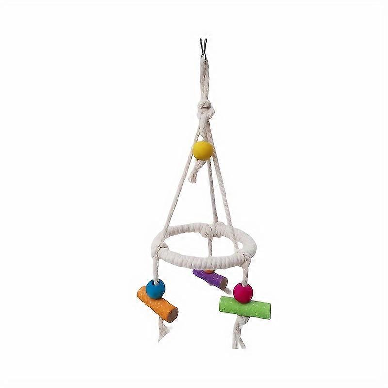 1pc Colorful Bird Perch Stand, Cotton Rope Swing With Chew Toys, Hanging Play Gym For Parakeet, Budgie, Cockatiel, Finch, Conure, Canary
