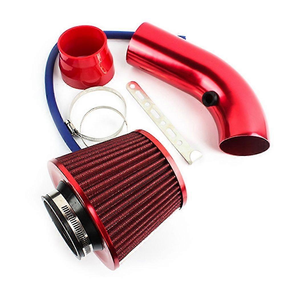 Cold Air Intake Filter Kit for Cars - Universal Car Air Cleaner Kit with Red Induction Pipe