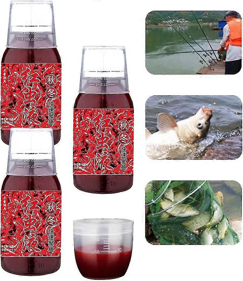 Red Worm Liquid Bait, Fish Scent Bait Fish Additive, Concentrated Fishing Lures Baits,Safe Effective Fish Bait Attractant Enhancer 100ml