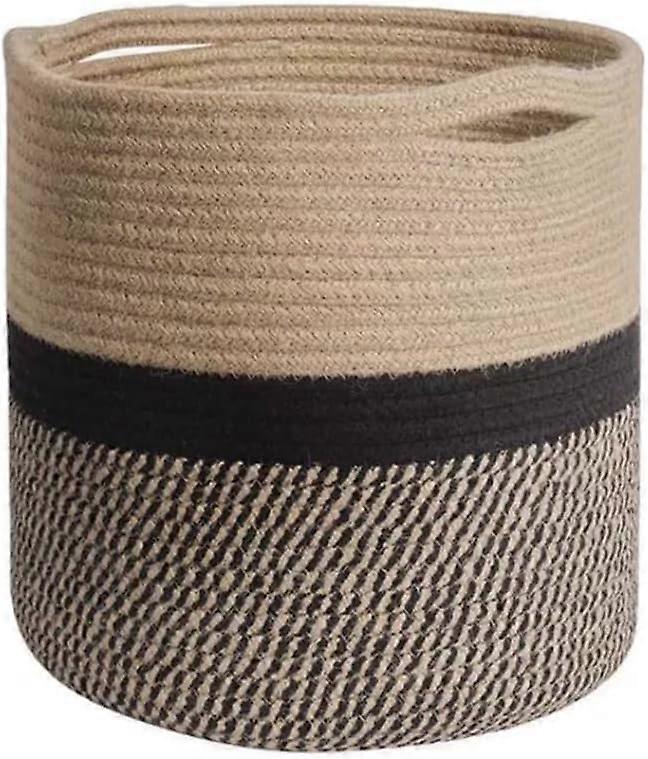 Växtkorg i vävt bomullsrep för inomhusplanterare, 25 x 25 cm Jute hopfällbar förvaringskorg organisatör Modern inredning