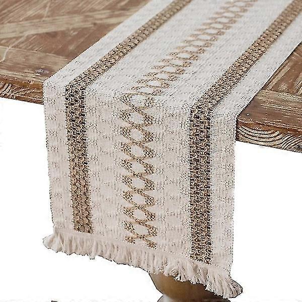 Cotton Linen Table Runner Hessian Table Runner with tassels for 30*275cm