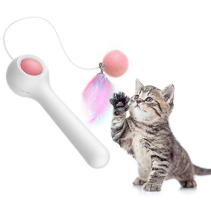 Bjxy Cat Interactive Toy Automatic Telescopic Funny Cats Stick Colorful Feather Stick