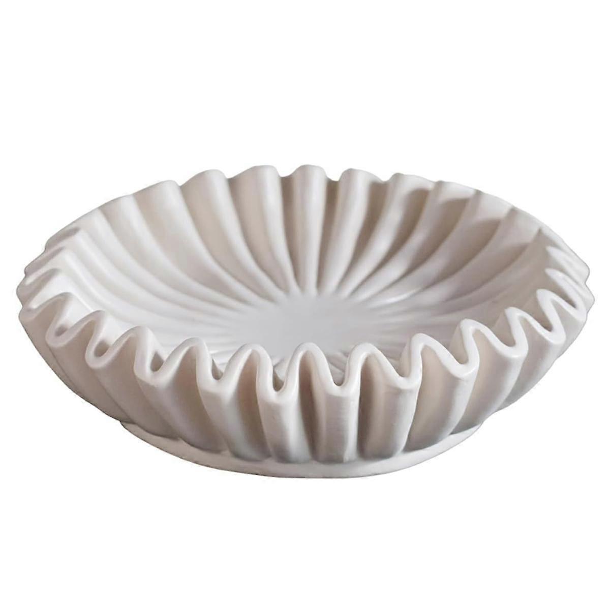 Fluted Ruffle Decorative Bowl - Home Decor Accents for Living Room Styling Coffee Table Bookshelf a
