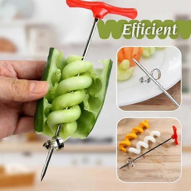 Manual Spiral Screw Slicer Plastic PP Handle + Stainless Steel Wire Potato Carrot Cucumber Vegetables Spiral Knife Carving Tools