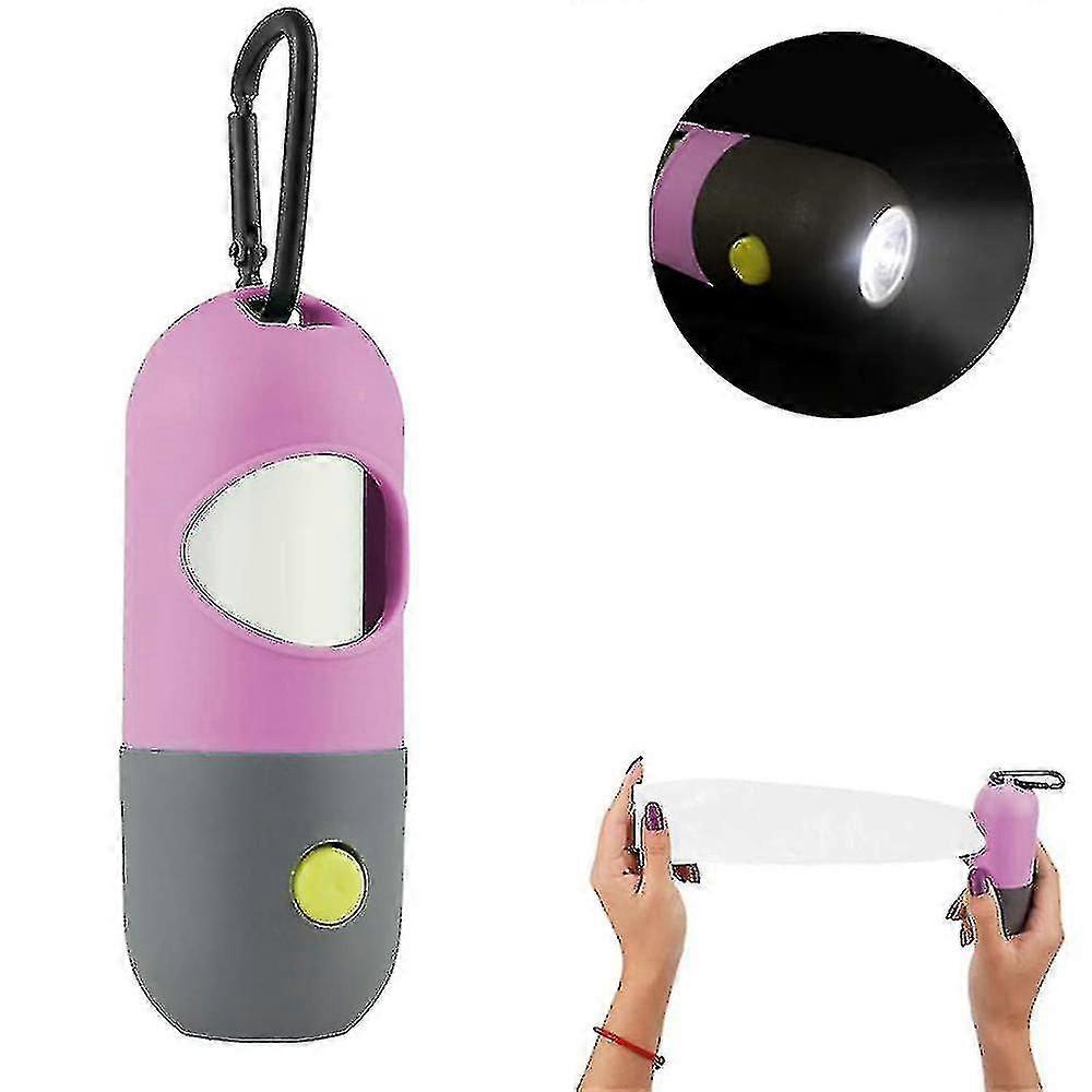 Dog Trash Bag Dispenser With Led Flashlight (pink)
