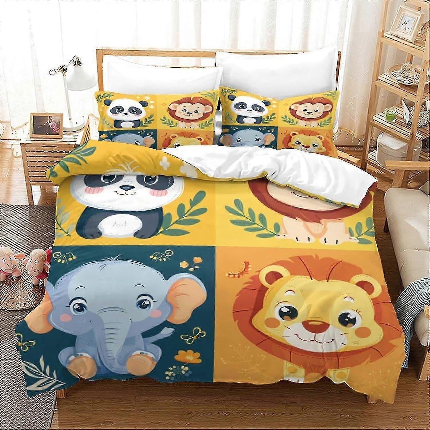 J1329 Lenzuola 3D Quattro Simpatici Animali Stampato Set