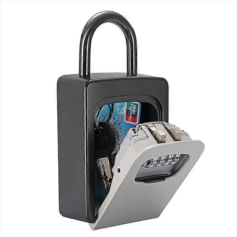Renovation key combination box, security key box, key box with combination, weatherproof with removable shackle (black)