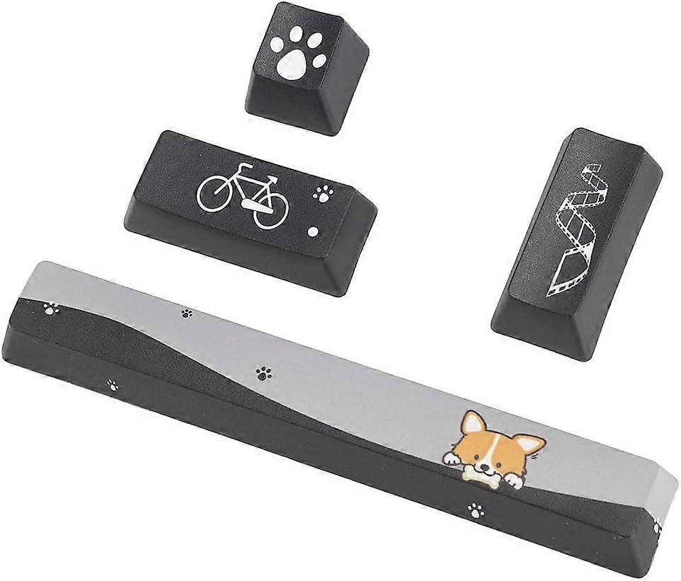 Mechanical Keycaps Set, DIY Mini Black Dogs Pattern Keycaps, Space+ ESC+ Enter+ Numpad Enter Keycap for Mechanical Keyboard (Mini Black Dogs Pattern, 