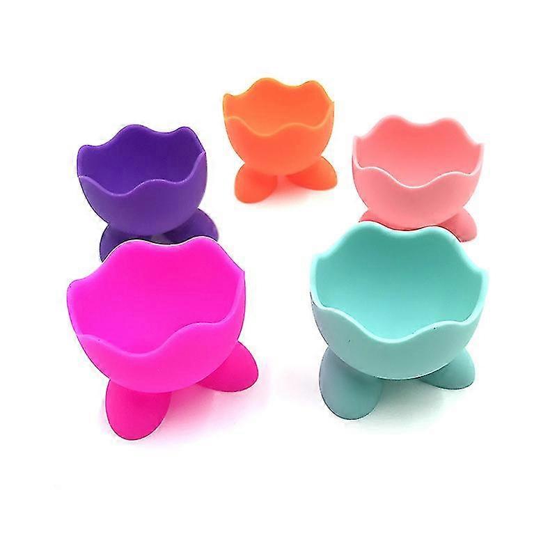 5pcs Silicone Egg Cup Holders Set Kitchen Breakfast Boiled Eggs Serving Cups