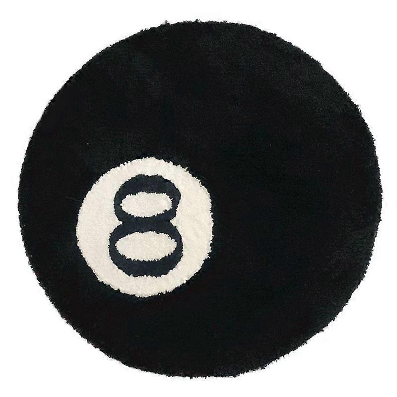 Simulering Billard 8 Kugletæppe Rund Tufting Blød stol Pad Skridsikker Badegulvmåtte Børnesoveværelse Retro Sort No 8 Tæppe Drop