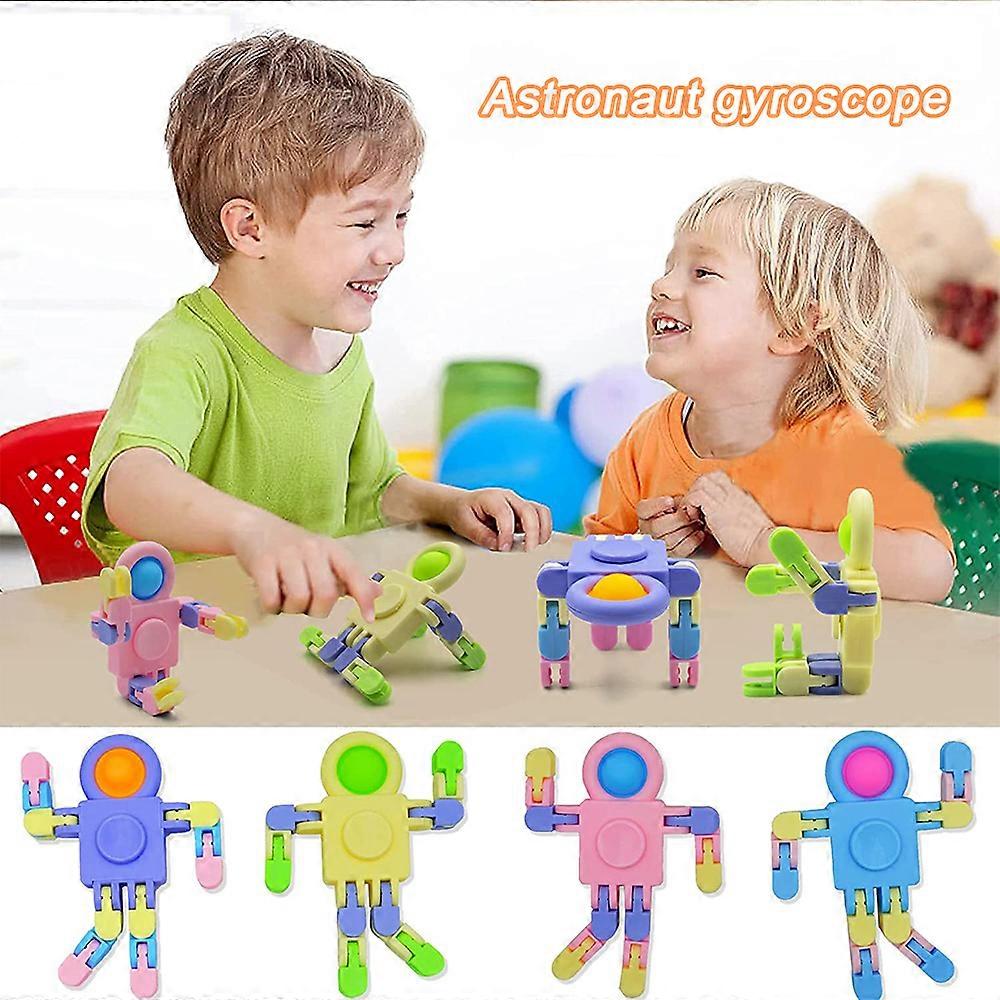 8/16Pcs Astronaut Gyroscope Pop Spinners ,Sensory Fidget Toys Deformable Chain Finger Spinners