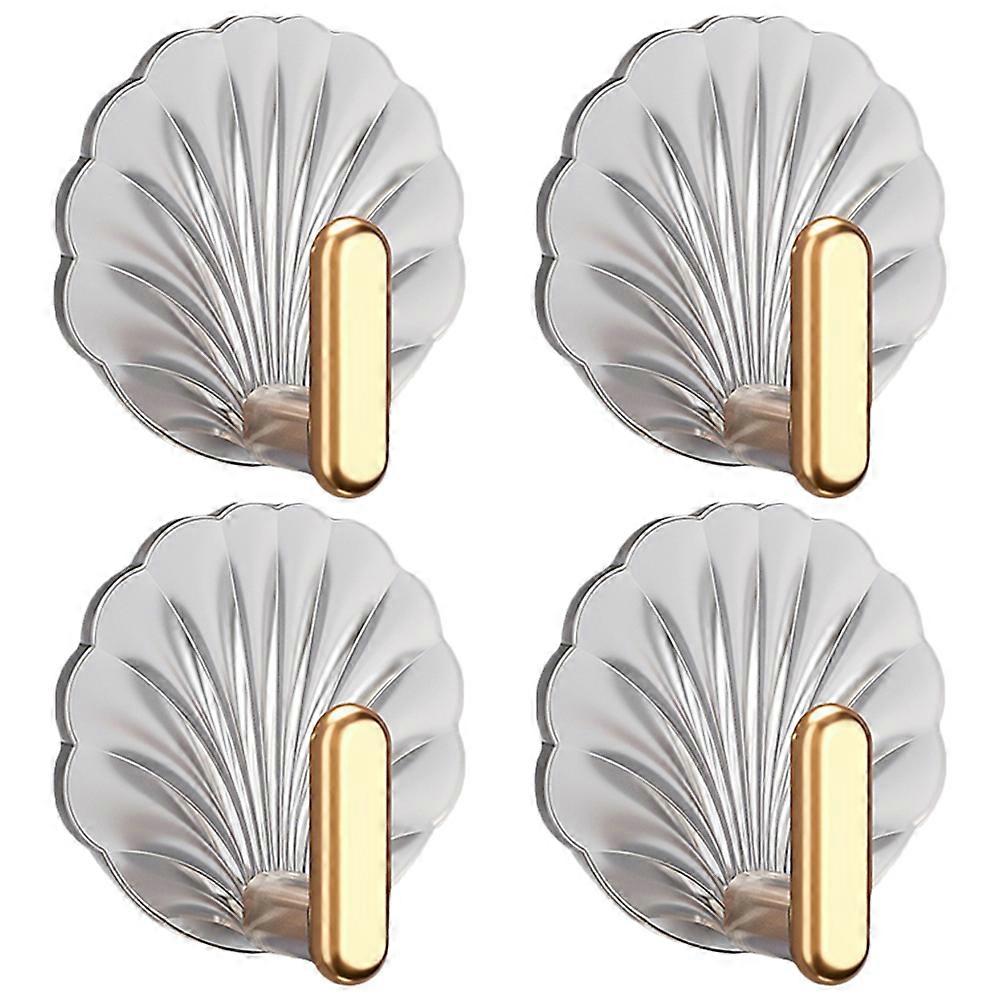 4pcs Self Adhesive Wall Hooks Hanging Keys Hooks Towels Purses Hats Caps Storage Hooks