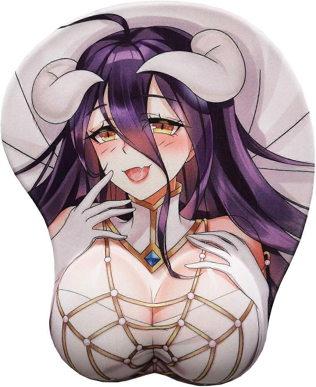 オーバーロードアルベド3Dアニメマウスパッド手首サポート付きジェル漫画マウスマットクッションオフィスゲーミングマウスパッド用滑り止めマウスパッド(アルベド1)