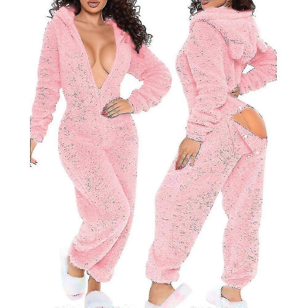 Forår kreativ pyjamas lang varm fleece jumpsuit