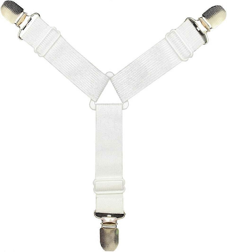 White 4PCS Sheet Straps Fitted Sheet Clips Bed Sheet Holder Straps King Queen Twin Size Triangle