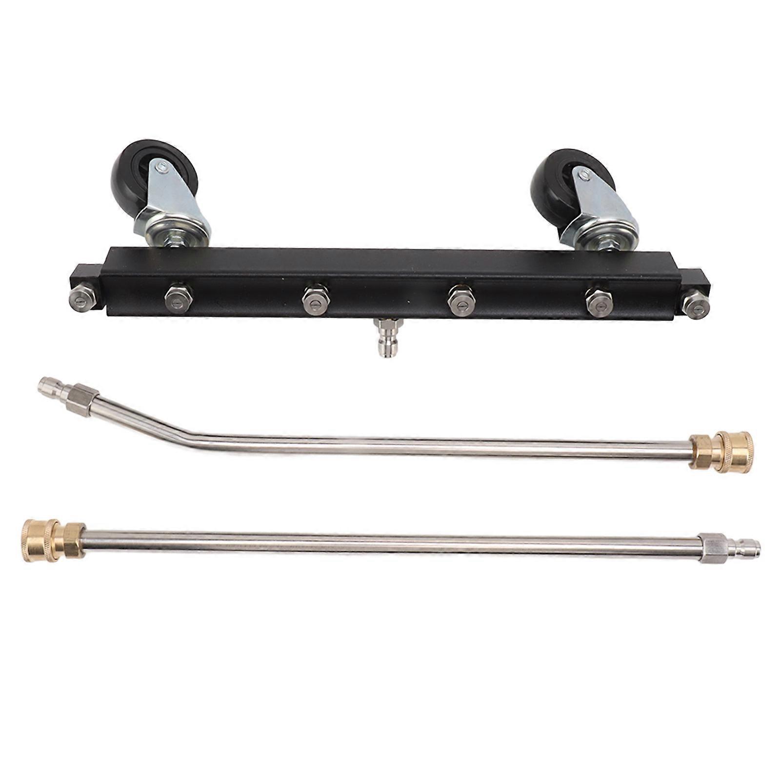 Idropulitrice per sottocarro con 6 ugelli 2 bacchette di prolunga sotto l'auto Scopa ad acqua con ruota girevole 4000psi Irrigatore nero per telaio auto