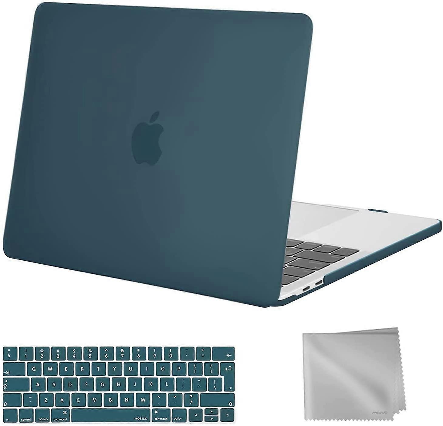 Diep groenblauw compatibel met MacBook Pro 13 inch Case 2021-2016 Release A2338 M1 A2289 A2251 A2159 A1989 A1706 A1708, Plastic Hard Shell Case & Toetsenbord