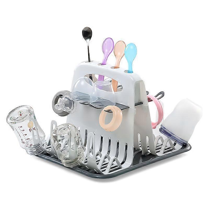 Baby bottle drying rack, upright bottle drying rack, easy to disassemble drying rack and drain rack, branch shape, drainage chassis, suitable for bott