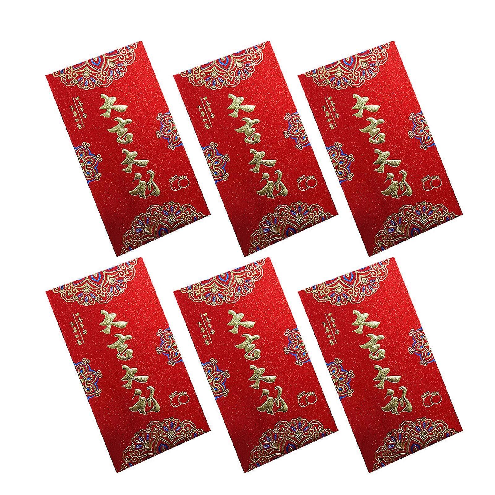 6Pcs Year of The Snake Red Envelopes 2025 Chinese Lunar New Year Lucky Money Hong Bao Red Pockets for Spring Festival