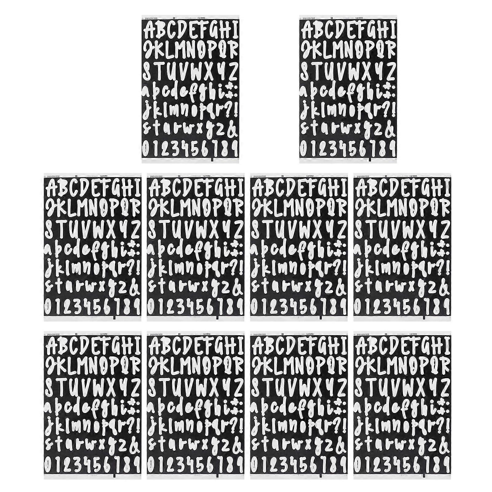 10 Sheets Self-Adhesive Vinyl Letters Numbers Multi-purpose Labels Stickers