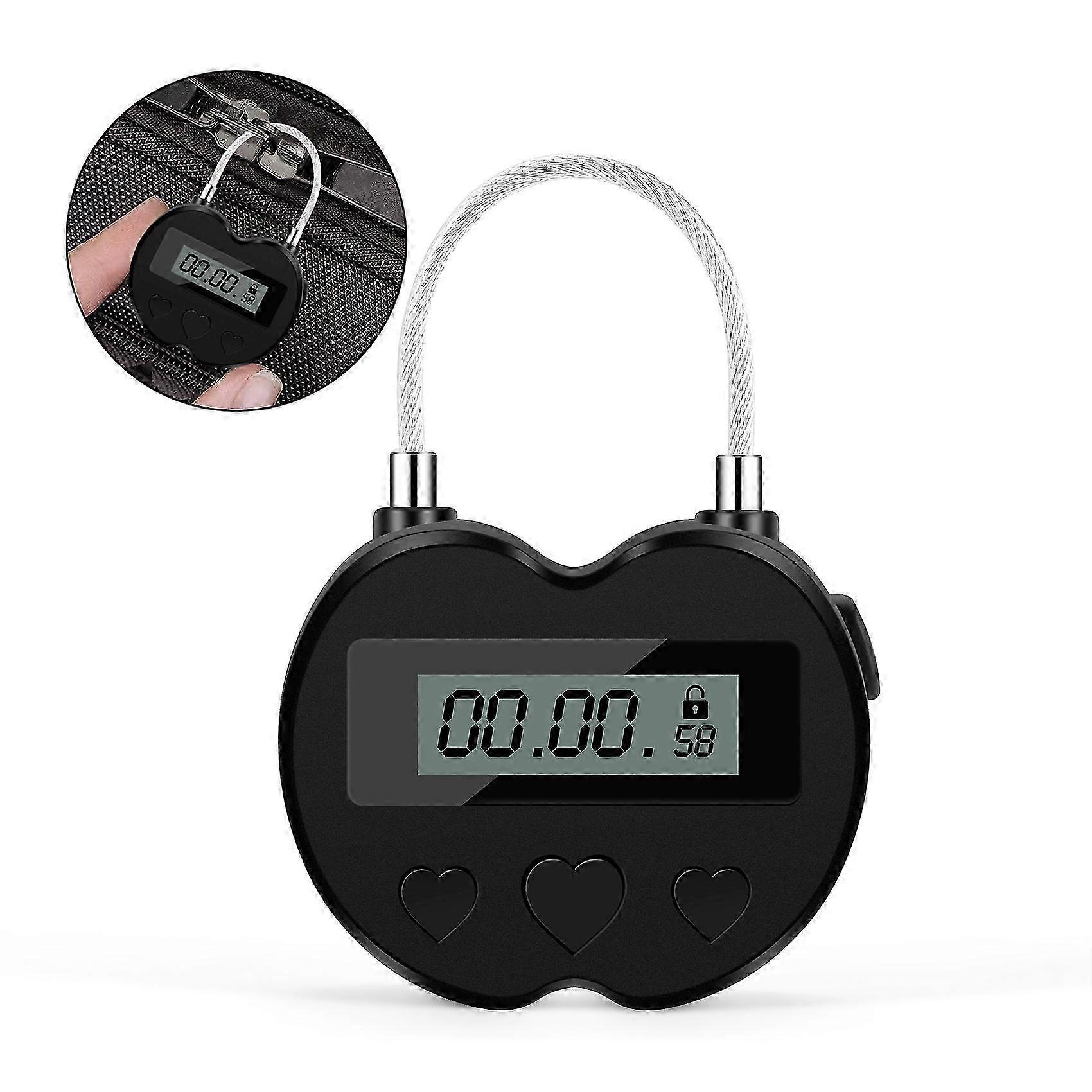 Smart Time Lock LCD Display Time Lock Multifunction Travel Electronic Timer, Waterproof USB Rechargeable Temporary Timer Padlock